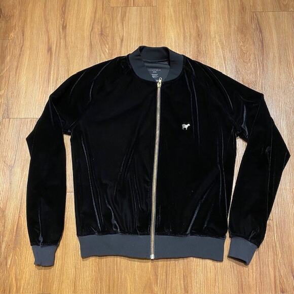 Goldsheep Velvet Jacket Full Zip Black‎ Lightweight Gym Transition Women's M - Picture 1 of 7